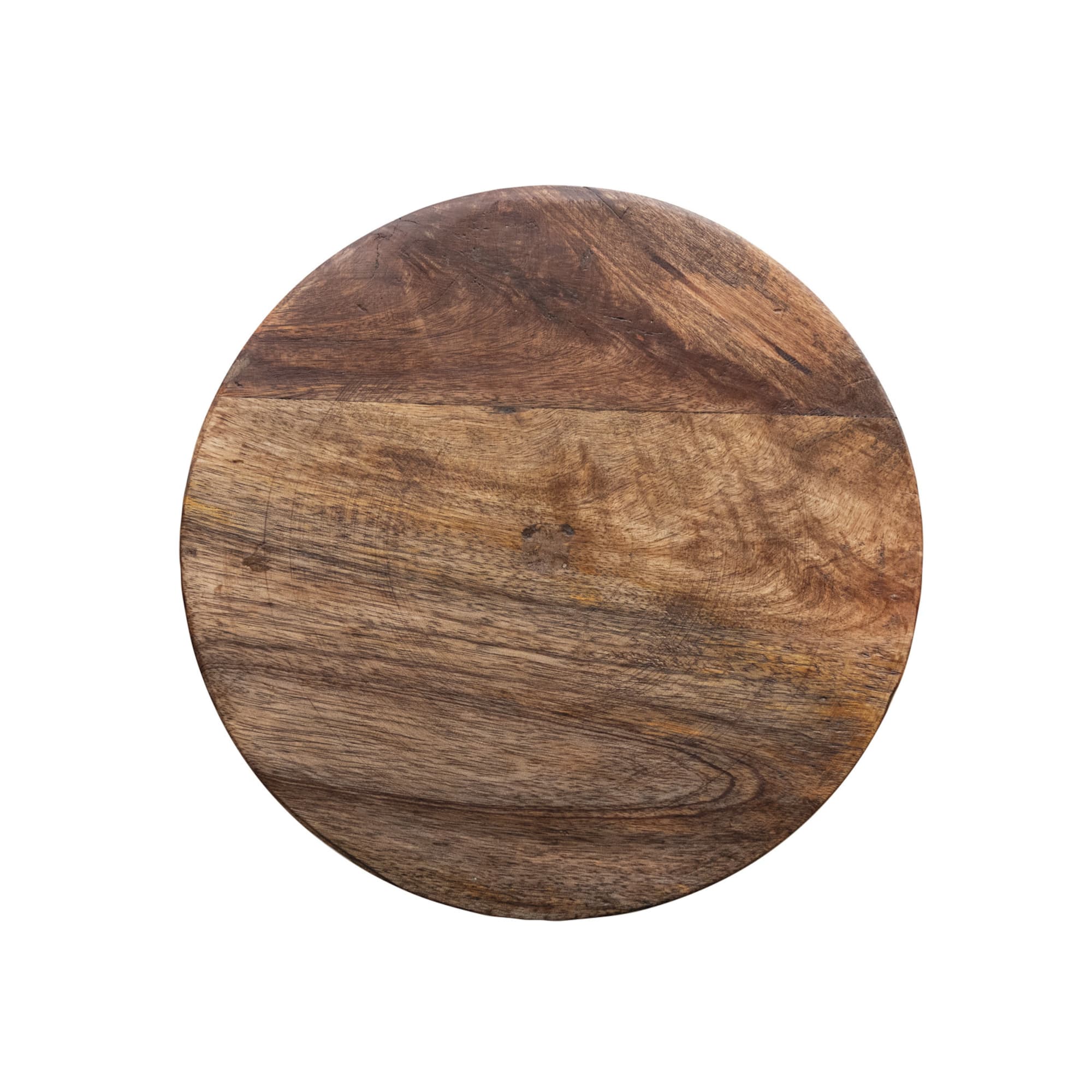 Hello Honey® Natural Round Mango Wood Carved Line Stool Table